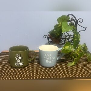Inspirational Green and Blue Mugs Set
